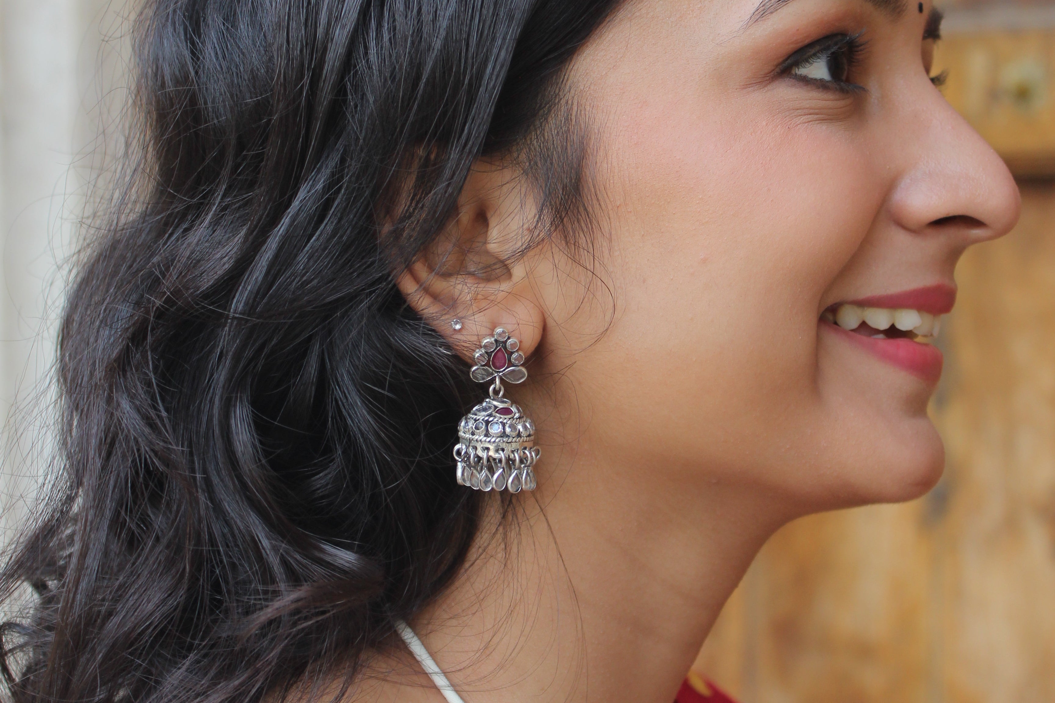 Silver Pink Pastel jhumki